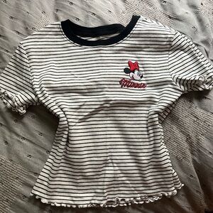 Forever21 Striped Minnie Mouse Baby Tee